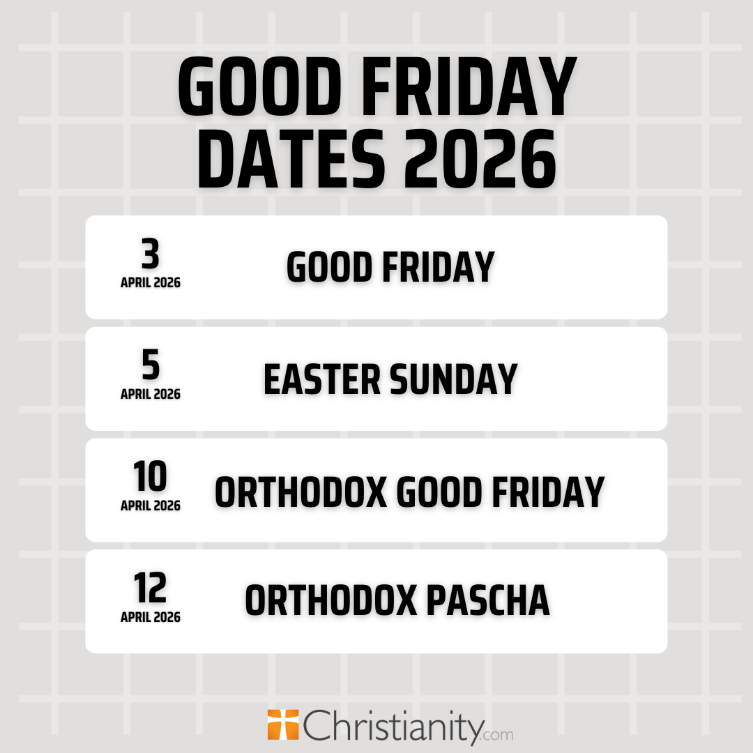 Calendar graphic showing Good Friday 2026 date, Easter 2026 date, and Eastern Orthodox Good Friday 2026 date.