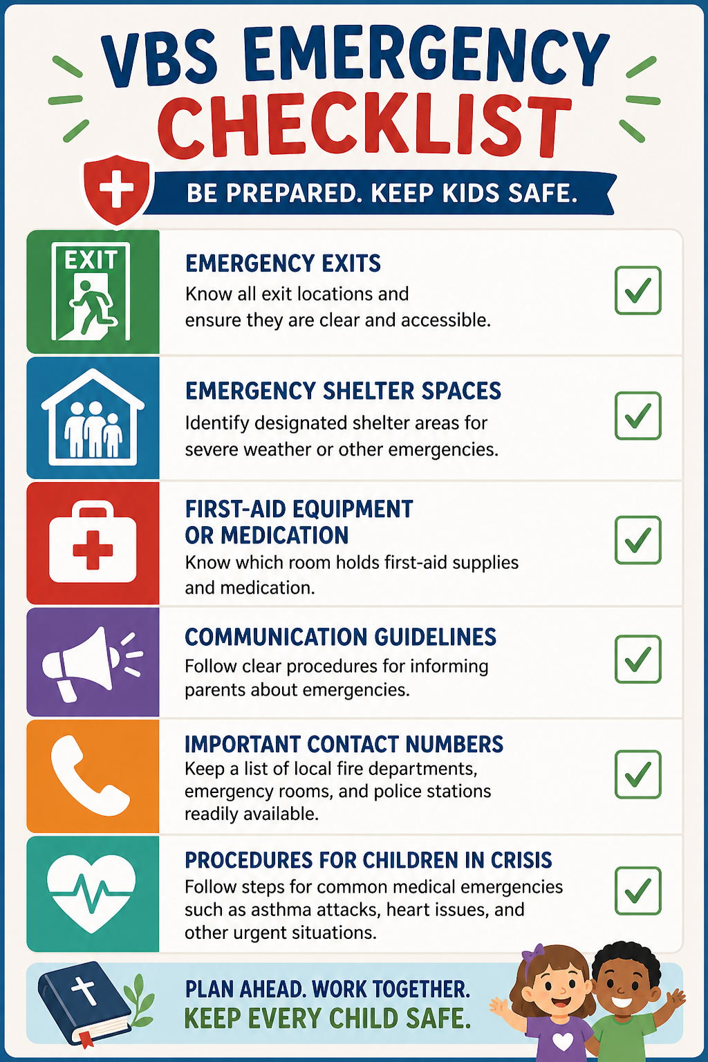 VBS emergency safety checklist
