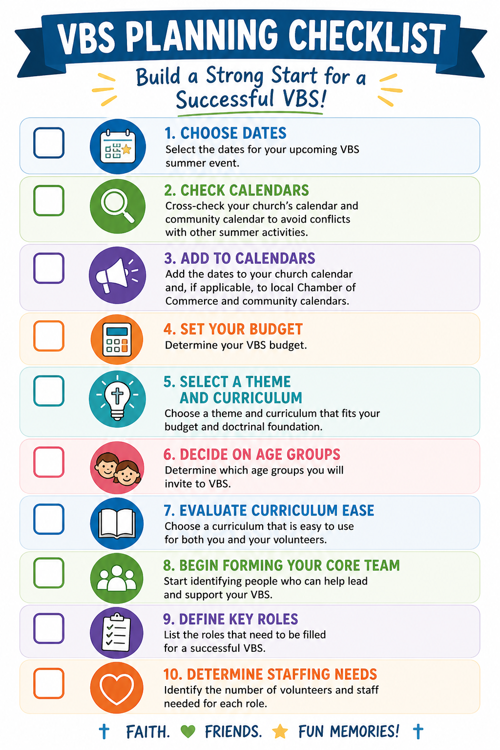 VBS planning checklist visual illustration