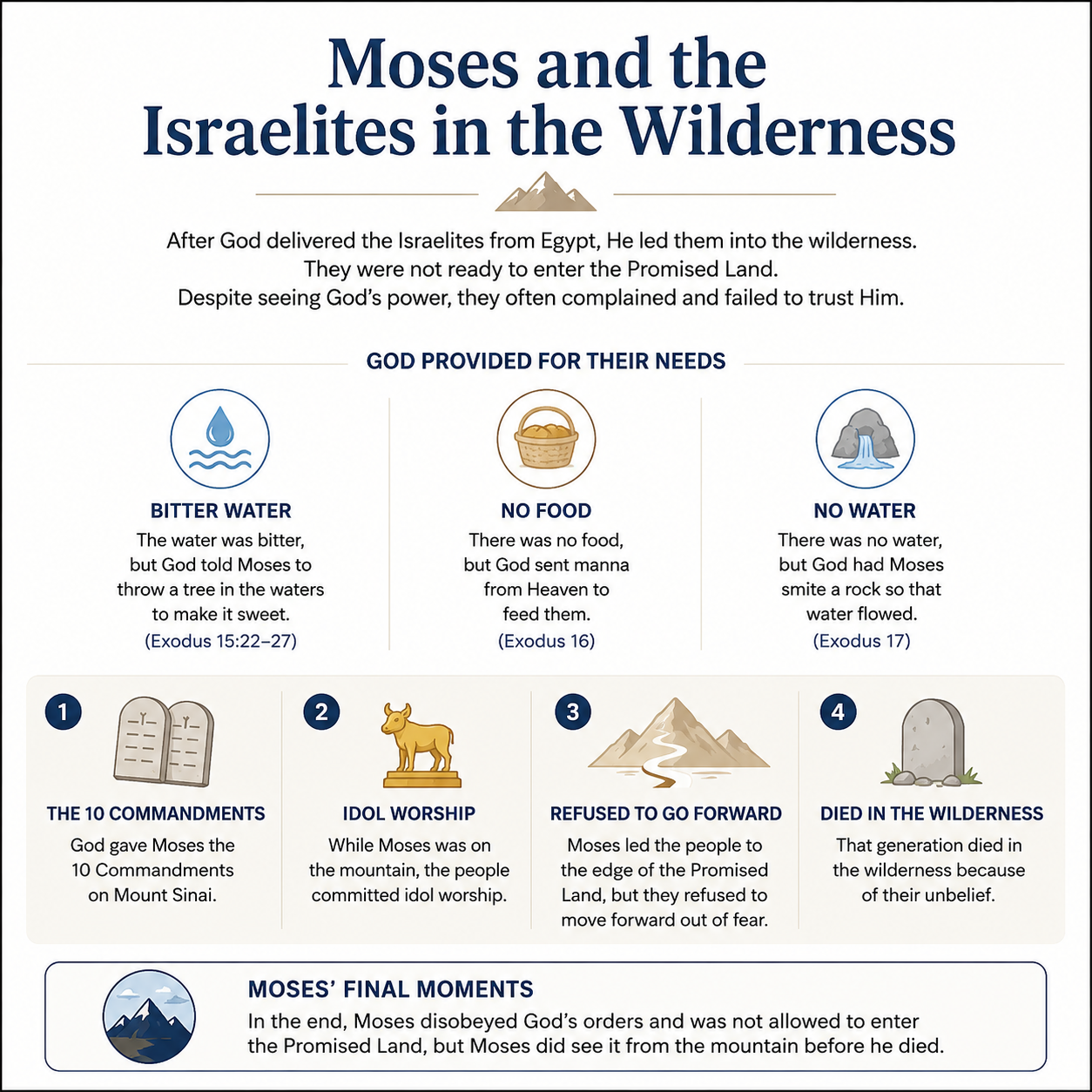 Moses and the Israelites in the wilderness infographic