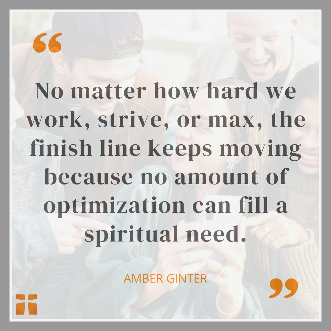Quote graphic about Gen Z maxxing culture and the spiritual need that self-optimization cannot fill.