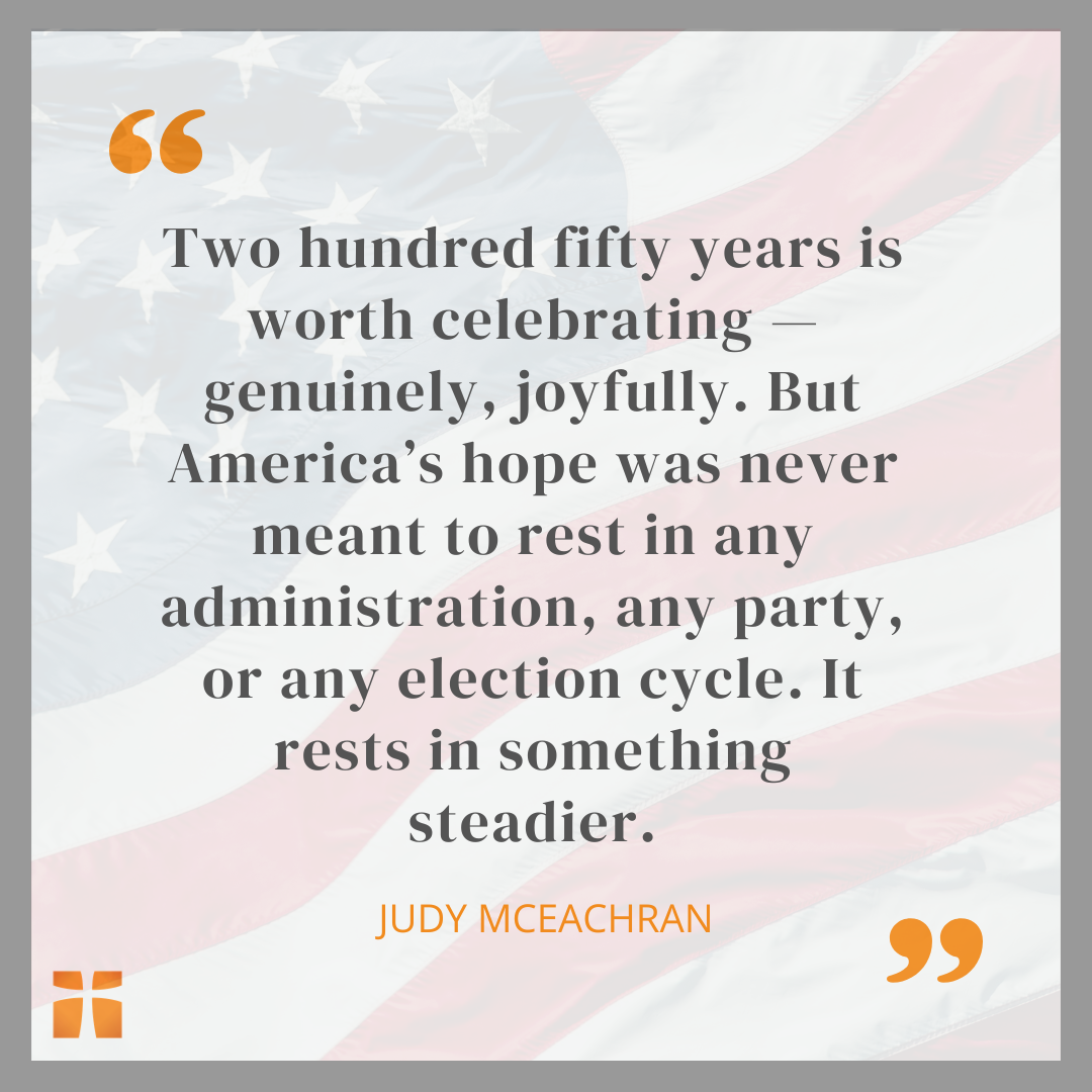 Quote graphic reminding Christians that America’s hope is in God, not politics.