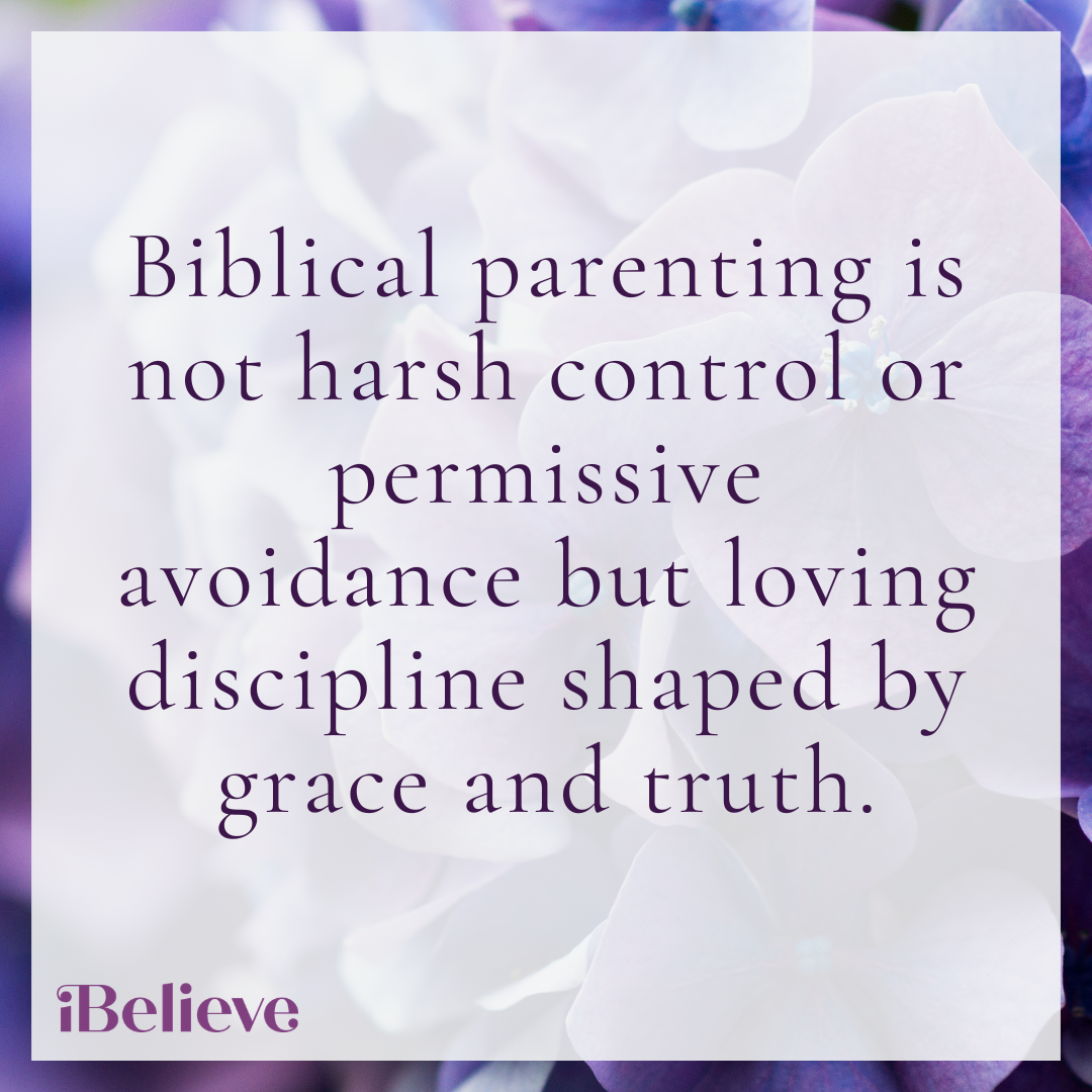 Quote card about biblical parenting using grace truth gentleness and loving discipline