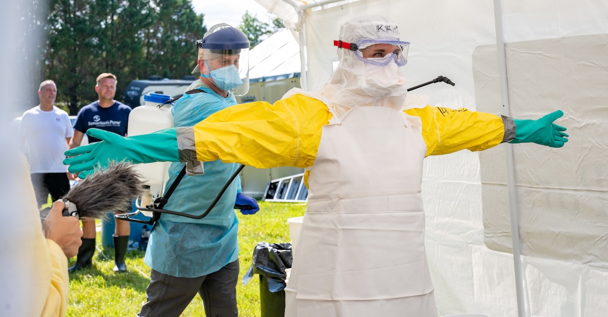 Kristy Graham serving in the DRC Ebola Treatment Center donning PPE