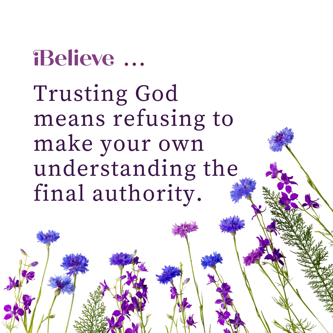 Quote card about trusting God with all your heart and not leaning on your own understanding from Proverbs 3:5-6
