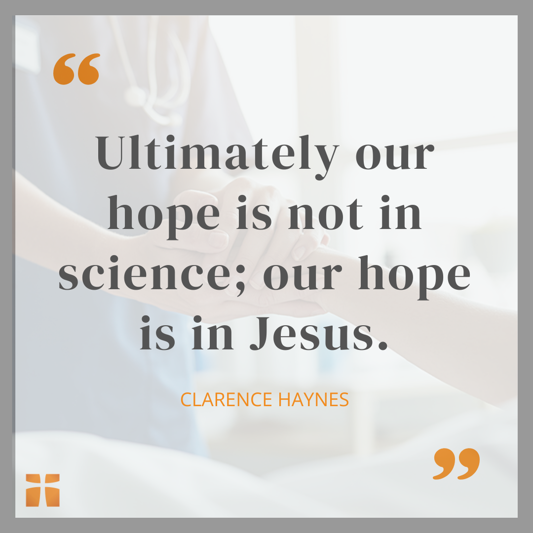 Quote graphic about finding ultimate hope in Jesus during cancer, illness, and medical treatment.