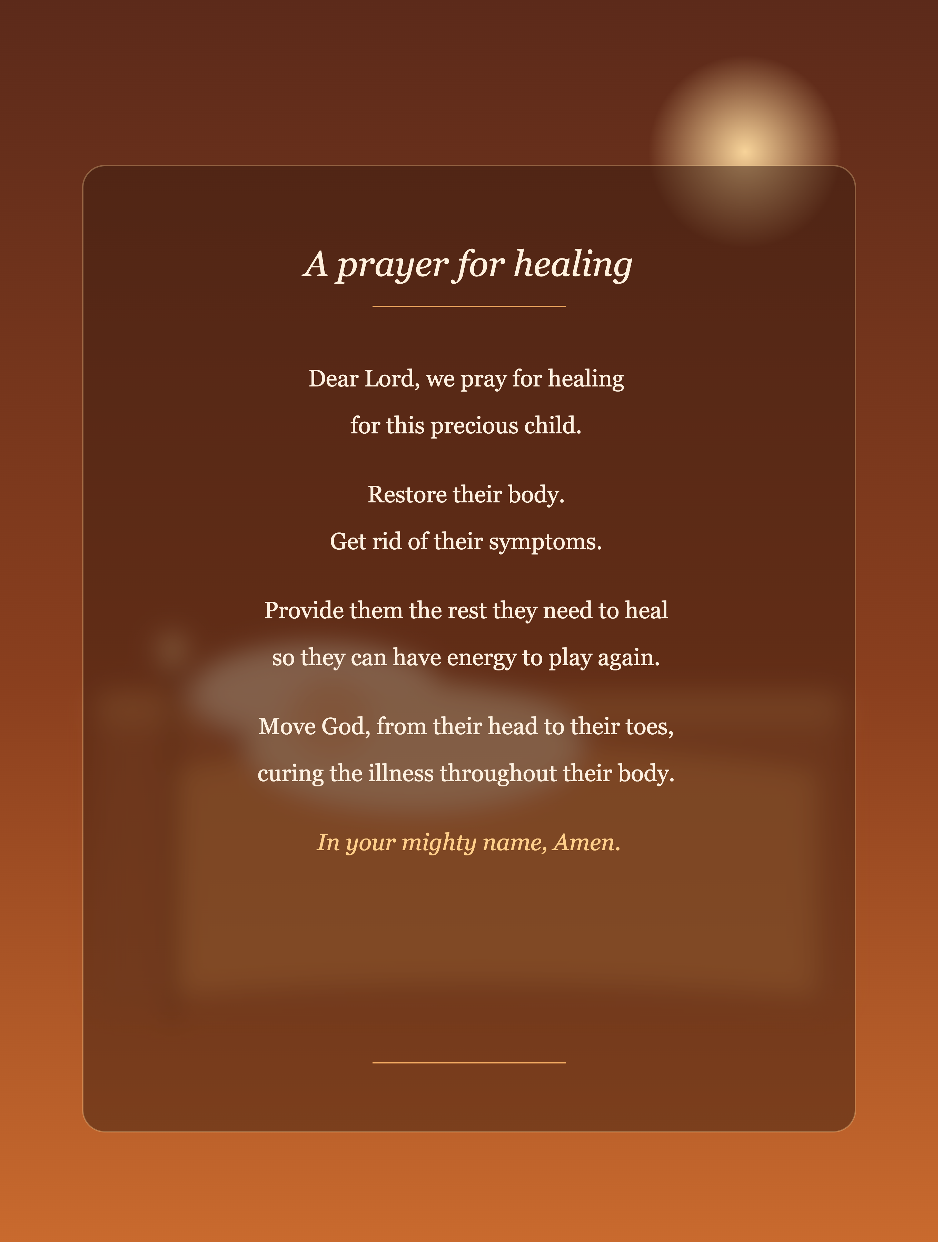 healing prayer for sick child