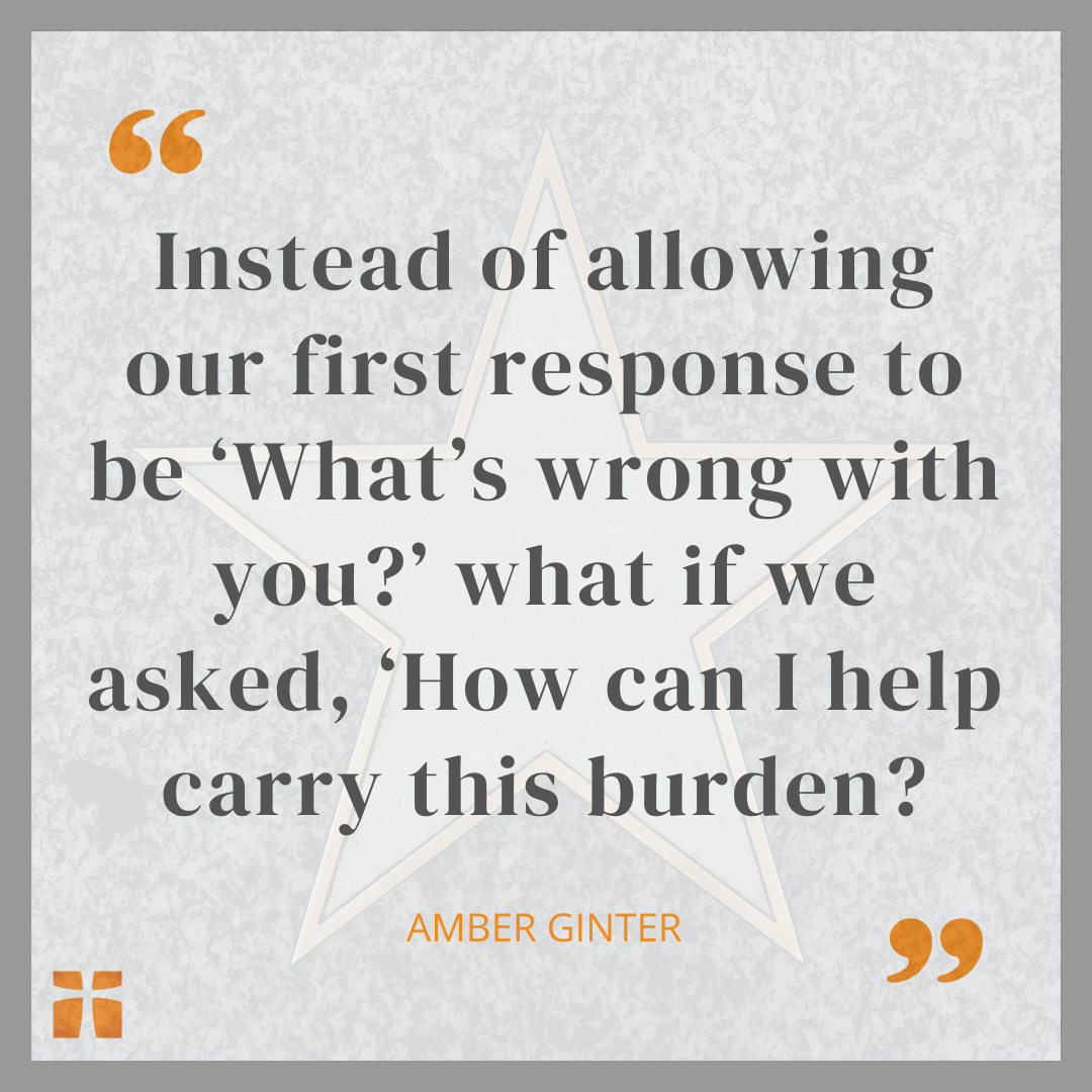 Quote graphic encouraging Christians to respond to mental illness and addiction with compassion instead of shame.