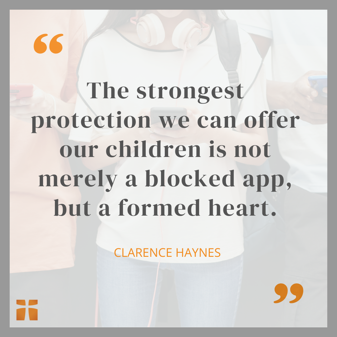 Quote graphic about protecting children through identity in Christ, wisdom, and heart formation.