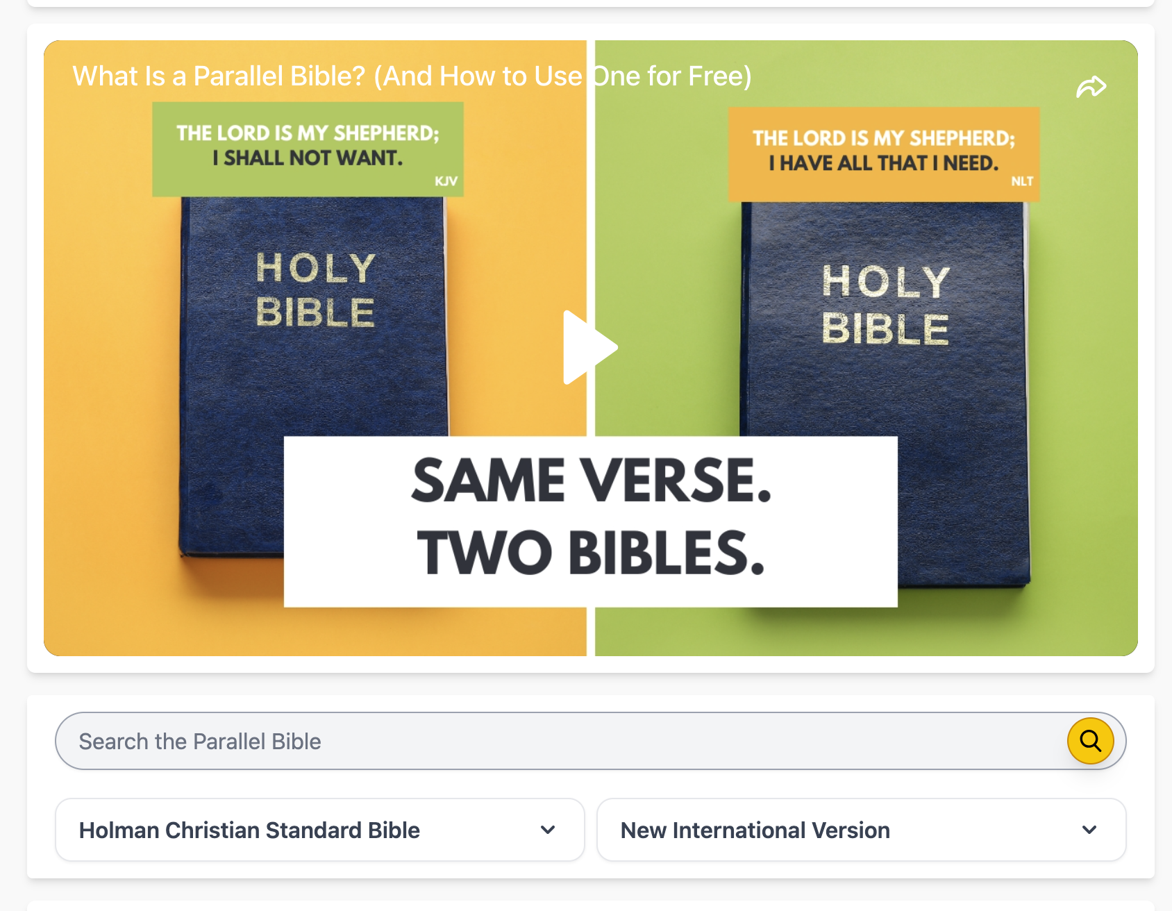 screenshot of BST parallel bible