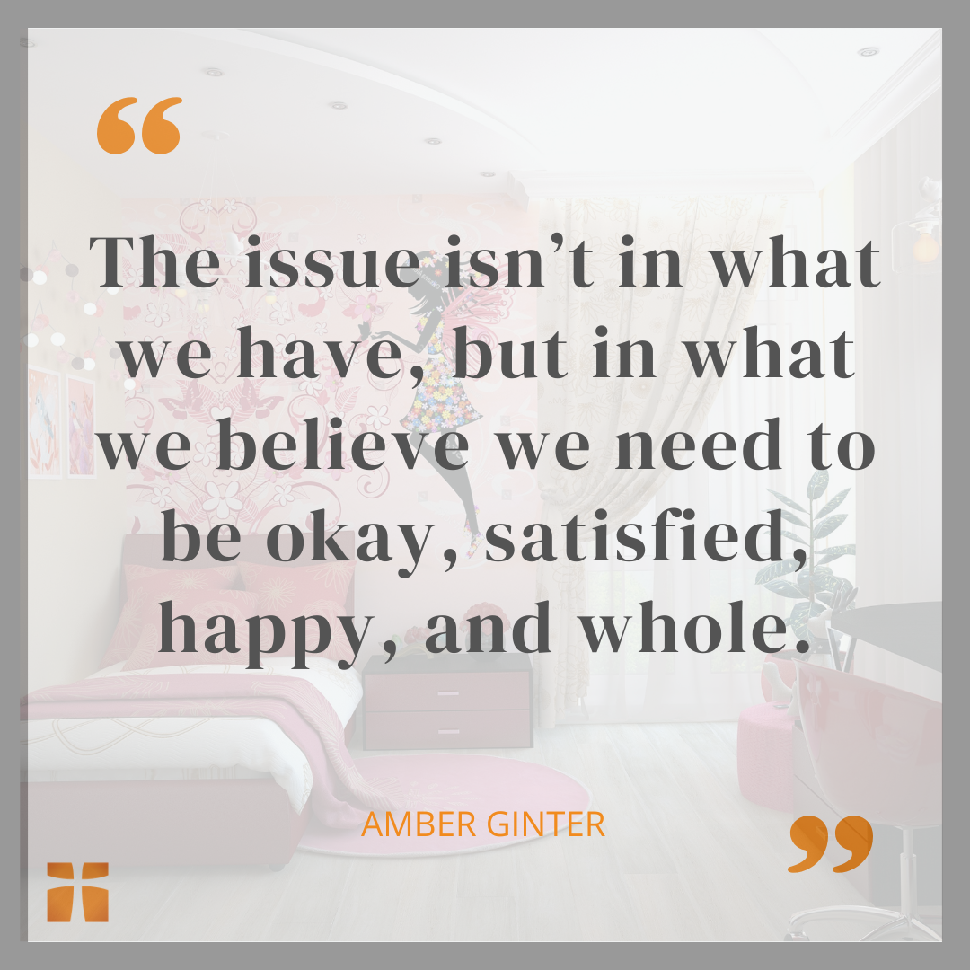 Quote graphic about contentment, possessions, and trusting God instead of material comfort.