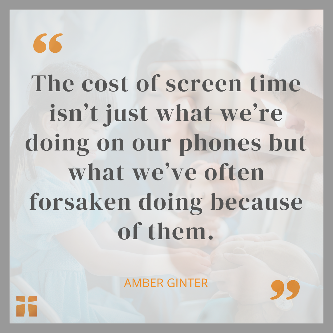 Quote graphic about screen time, attention, and what social media can crowd out of daily life.