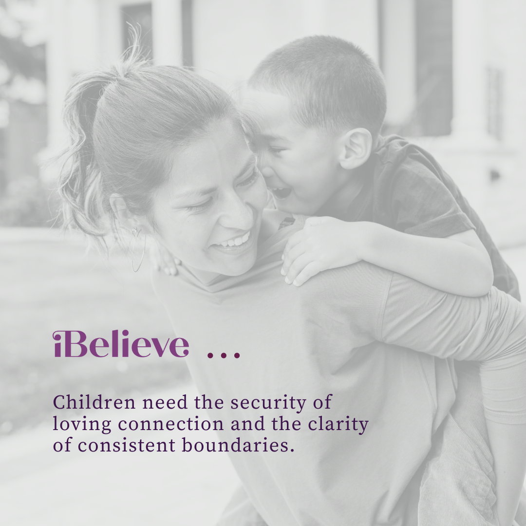 Quote card explaining that children benefit from loving connection and consistent boundaries