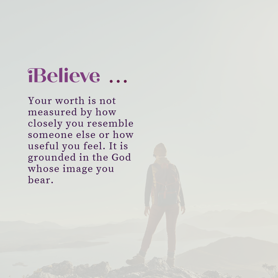 Christian quote card explaining that personal worth is grounded in bearing God’s image rather than appearance, comparison, or usefulness